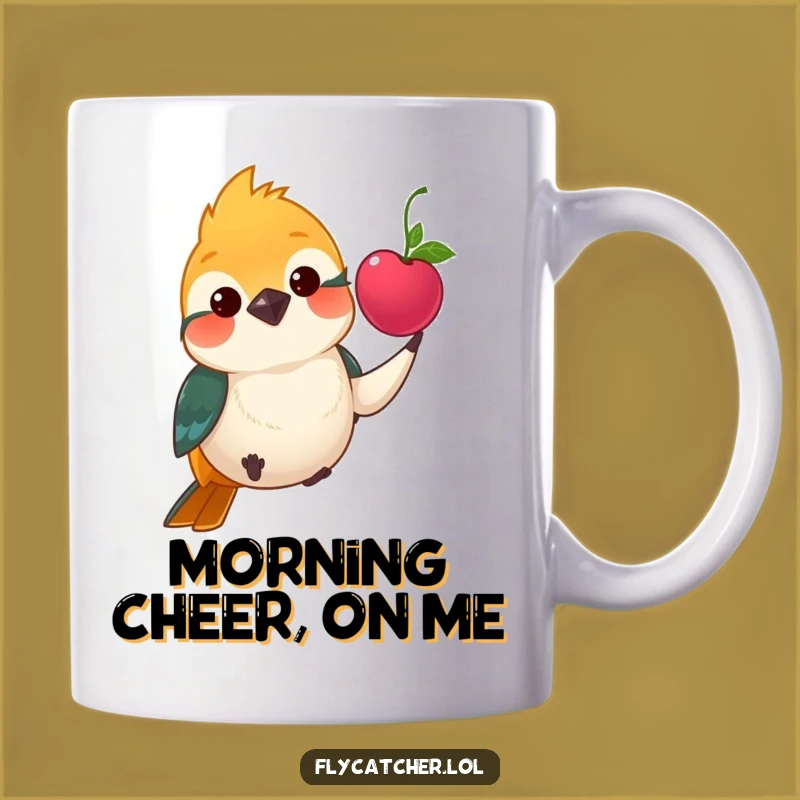 Funny Flycatcher Berry Gift Mug - Polite Bird Offering, Perfect Generous Funny Gift