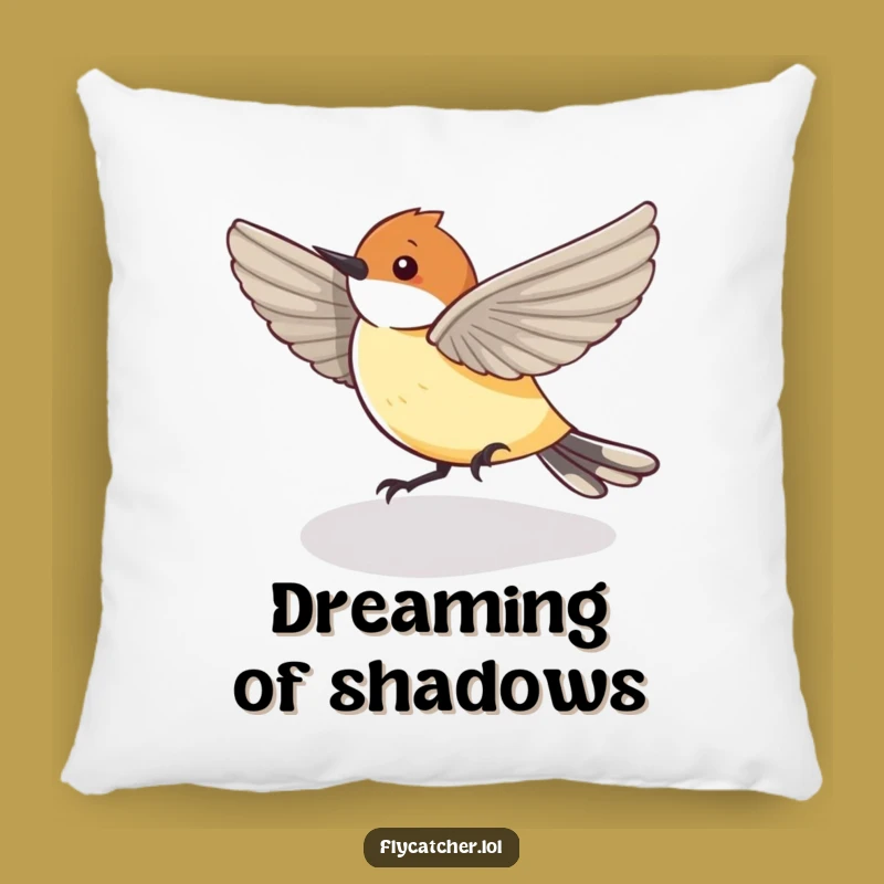Funny Flycatcher Shadow Pillow - Cozy Comfort with Birdy Antics!