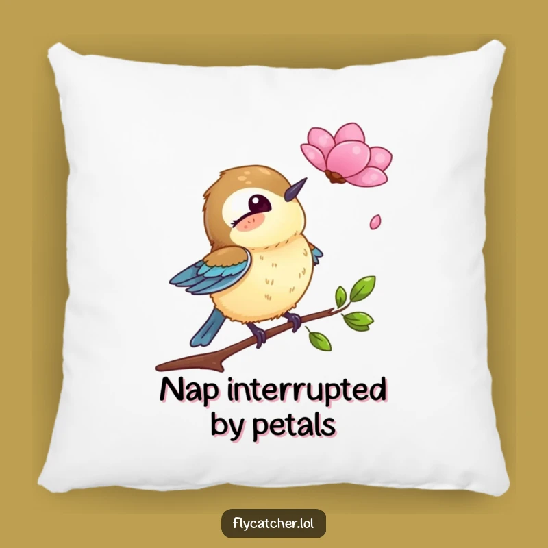 Funny Flycatcher Petal Surprise Pillow - Soft Comical Bird Accent, Perfect Funny Gift