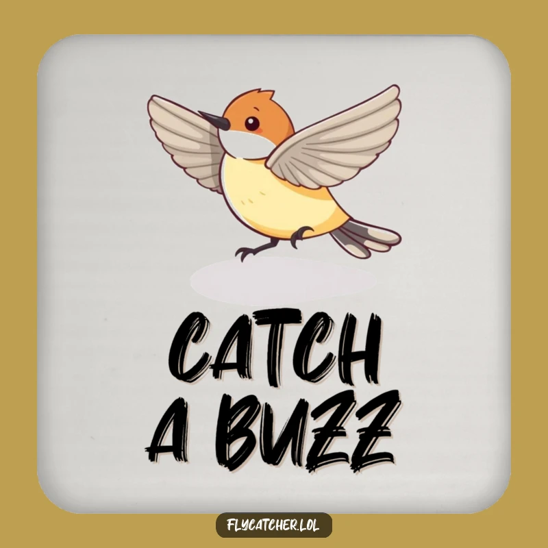 Funny Flycatcher Shadow Coaster - Protect Surfaces with Birdy Fun!