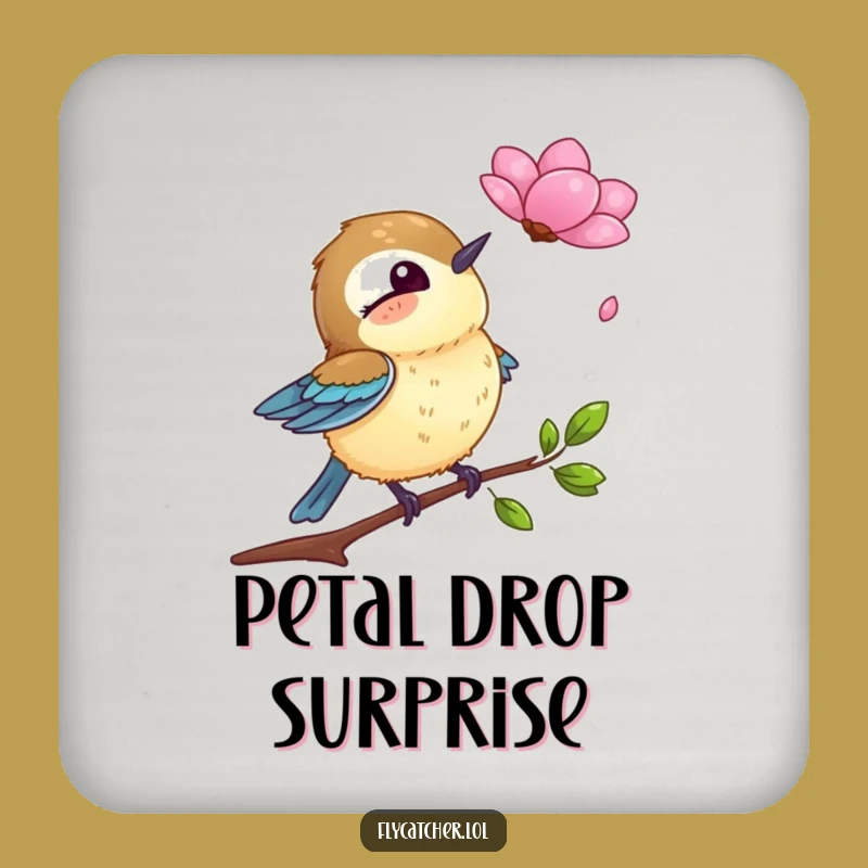 Funny Flycatcher Petal Surprise Coaster - Protect Surfaces with Humor, Unique Funny Gift