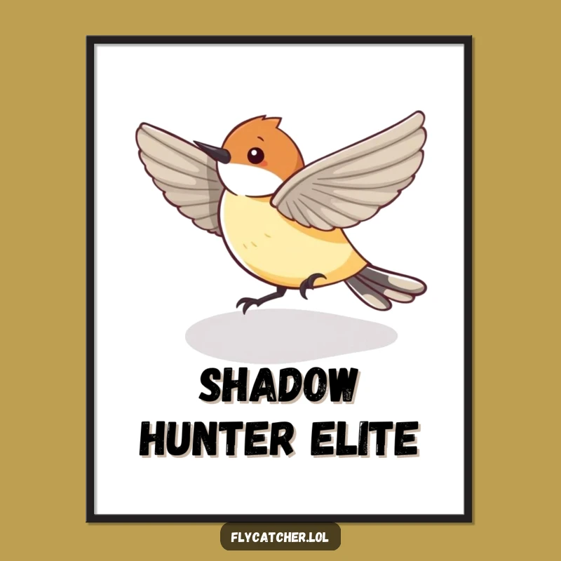 Funny Flycatcher Shadow Poster - Zany Bird Art for Your Walls!