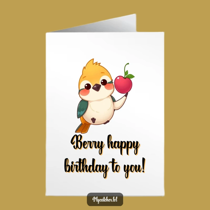 Polite Berry Flycatcher Birthday Card - Free Printable for Sweet Wishes!